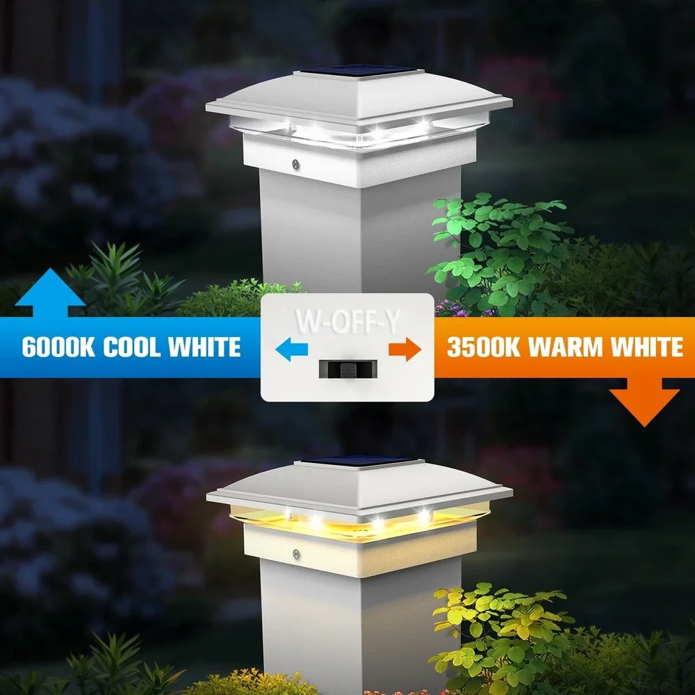 VOLISUN Solar Post Cap Lights 12 Pack White Warm White LED Fence Deck Outdoor